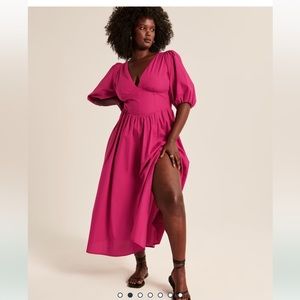 NWT! ABERCROMBIE Puff Sleeve Corset Midi Dress petite